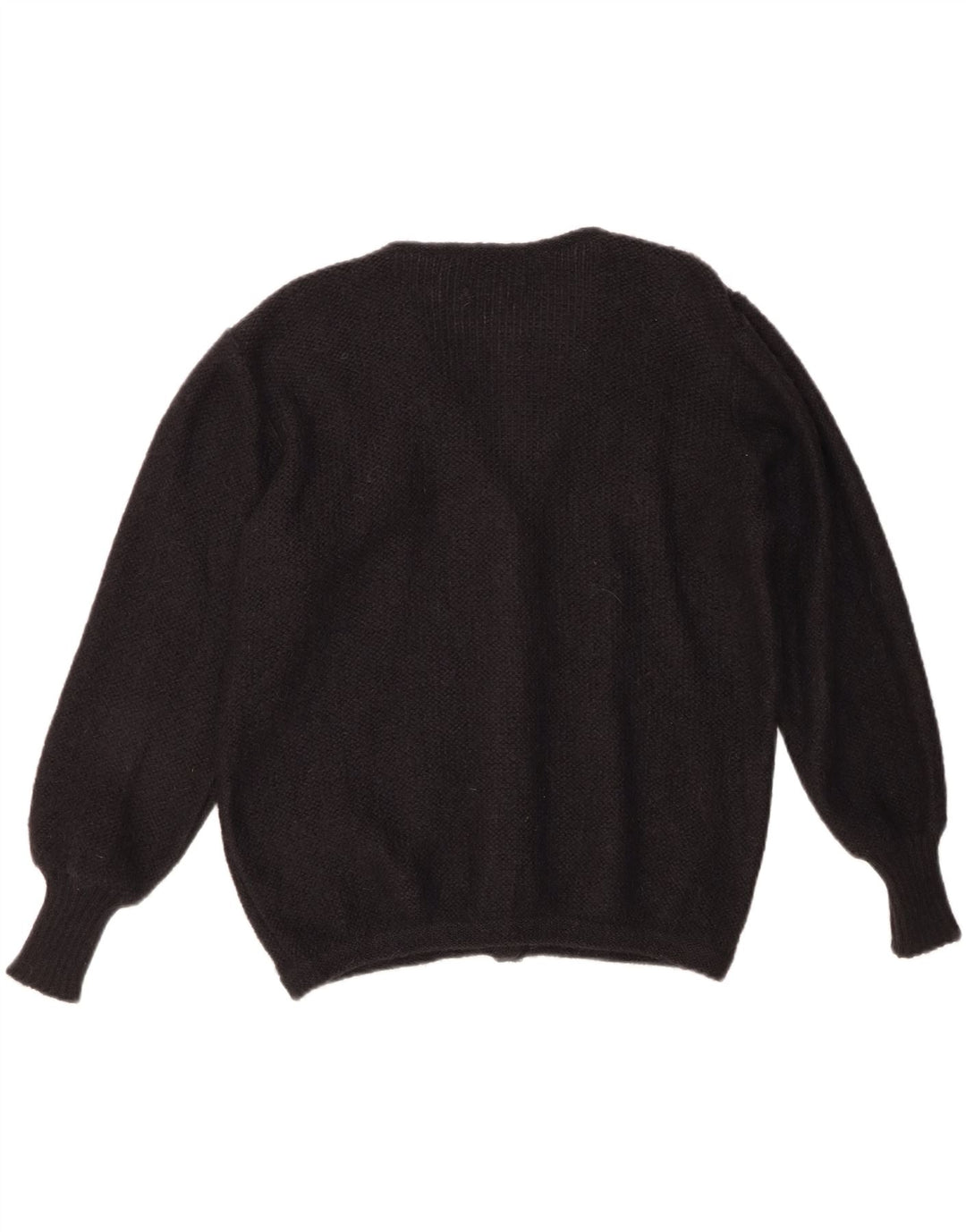 Vintage mujer Cardigan suéter Reino Unido 16 grande negro Mohair