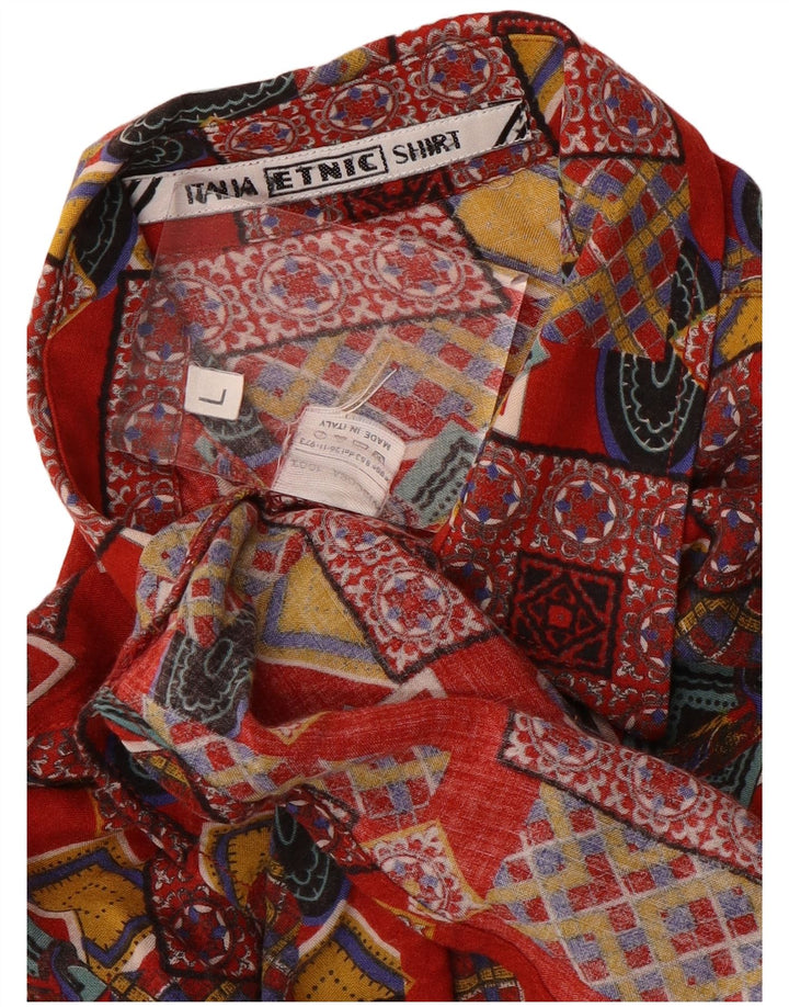 Camisa vintage para hombre Viscosa patchwork roja grande