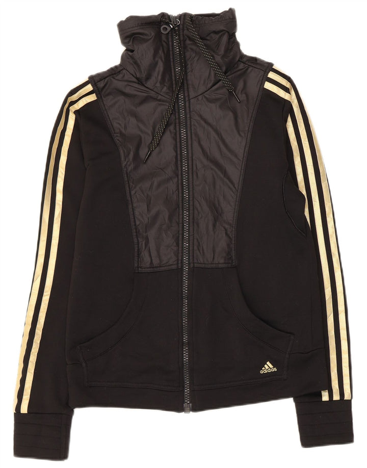 Adidas Mujer Climalite Chándal Top Chaqueta UK 12 Mediano Negro Poliéster