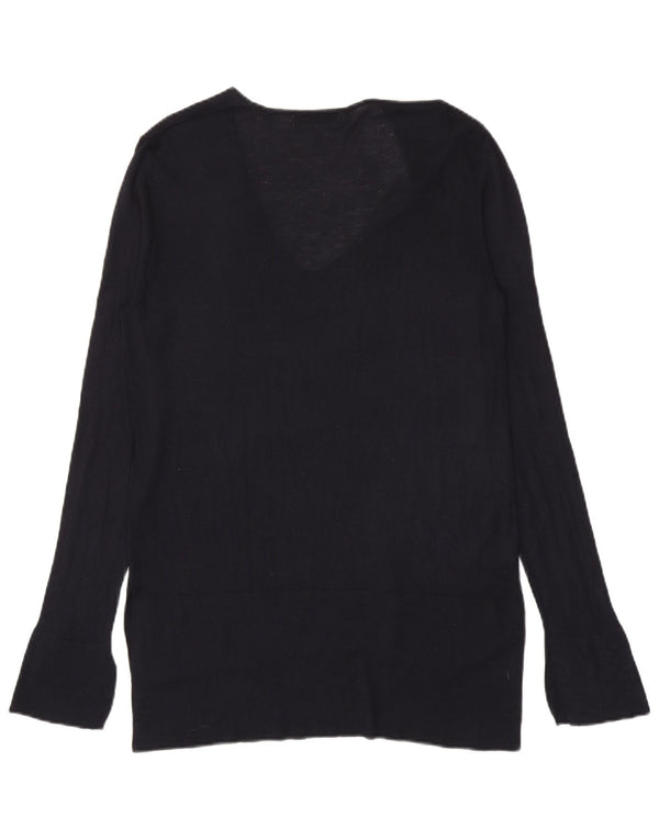 Zara Suéter Largo con Cuello en V para Mujer UK 46 Large Azul Marino