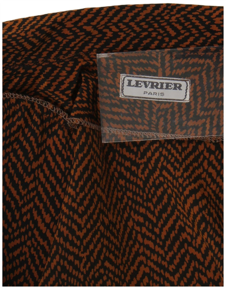 Vintage mujer crop manga corta camisa blusa Reino Unido 8 pequeño marrón espiga