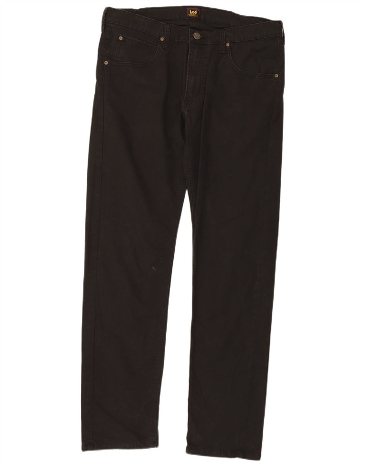 LEE Mens Daren Zip Fly Pantalones Casuales Rectos W34 L32 Algodón Negro