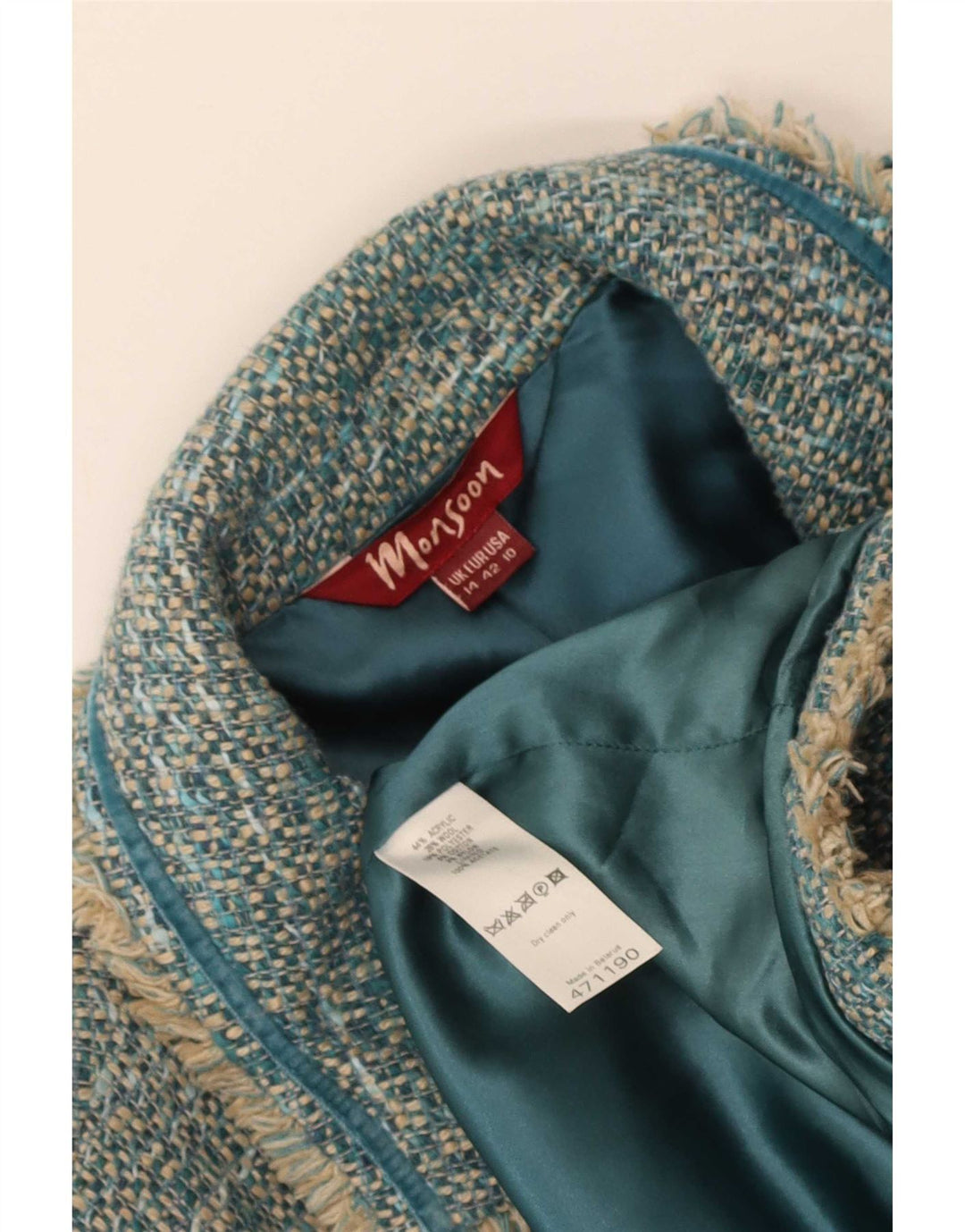 Monsoon Abrigo para mujer UK 44 Acrílico moteado azul medio