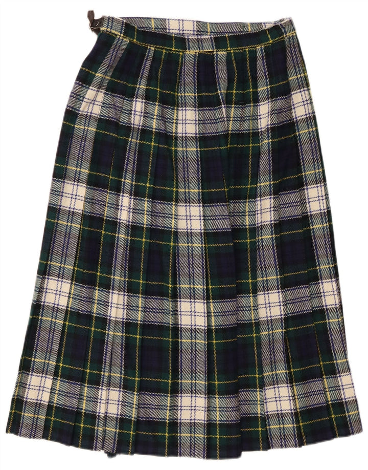 Vintage mujer abrigo falda Reino Unido 14 medio verde comprobar lana