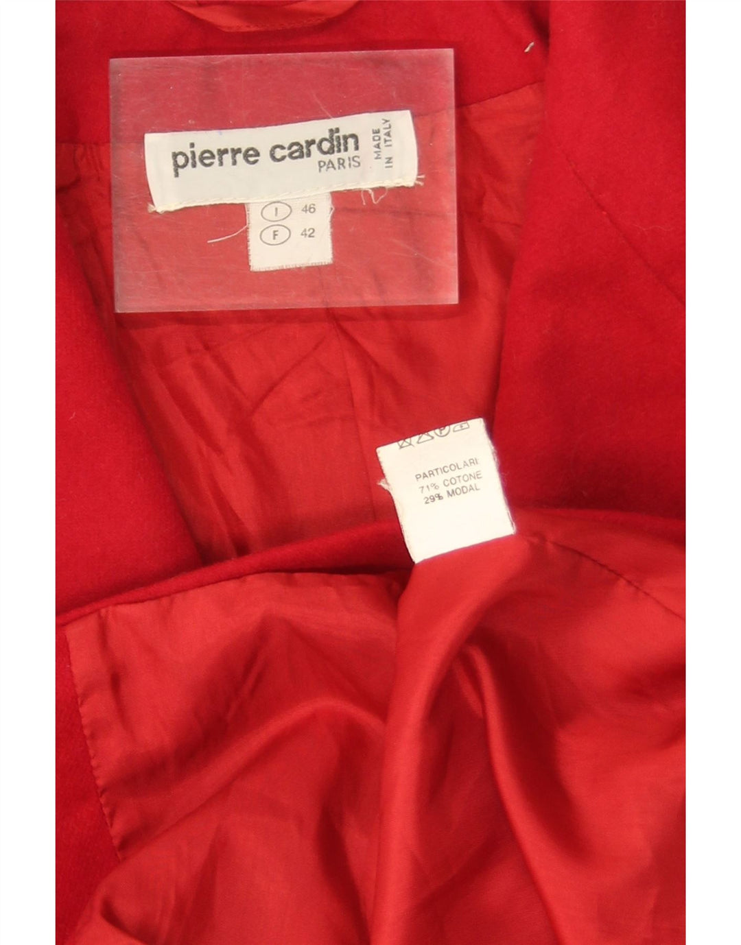Pierre Cardin Chaqueta Blazer de 2 Botones para Mujer IT 46 Grande Algodón Rojo