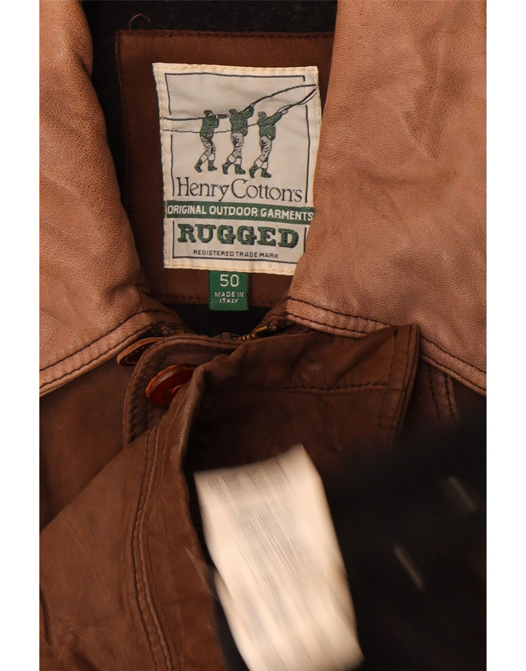 Henry Cottons Chaqueta de cuero resistente para hombre IT 50 Cuero marrón grande
