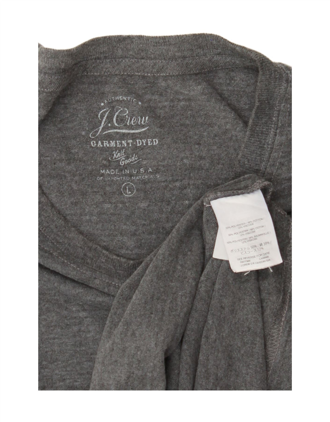 J. CREW Mens T-Shirt Top Large Grey Polyester Vintage J. Crew and Second-Hand J. Crew from Messina Hembry 