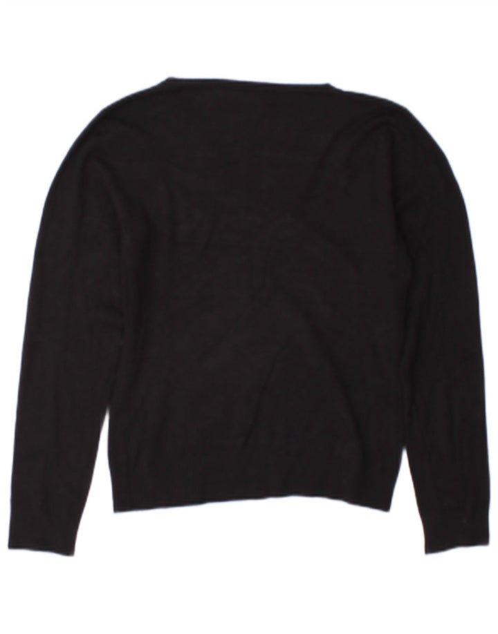 Zara - Jersey con cuello en V para mujer, talla 40, tamaño mediano, rayón negro