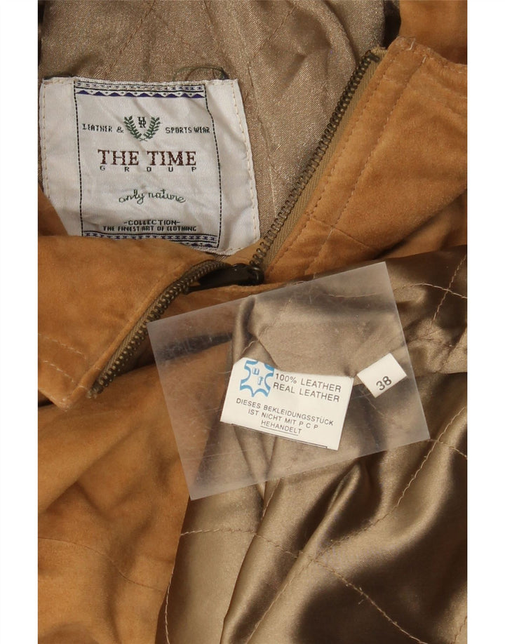 Vintage mujer oversize ante abrigo EU 38 cuero marrón medio
