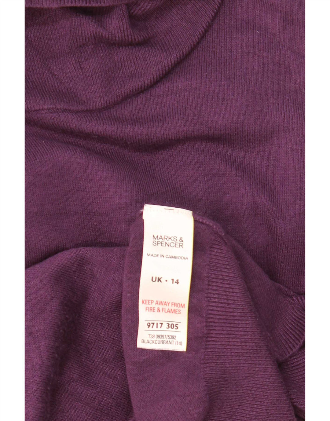 Marks & Spencer Jersey con Cuello Redondo para Mujer UK 44 Viscosa Púrpura Mediana