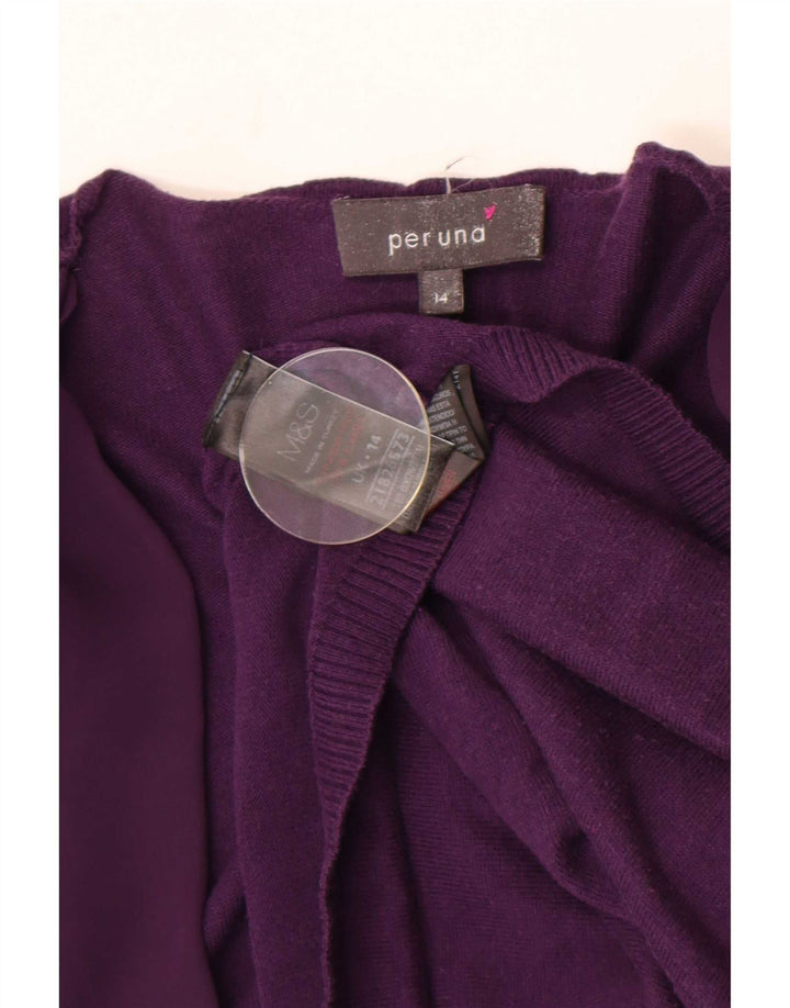 Marks & Spencer Suéter tipo cárdigan abierto para mujer Reino Unido 44 Algodón morado mediano