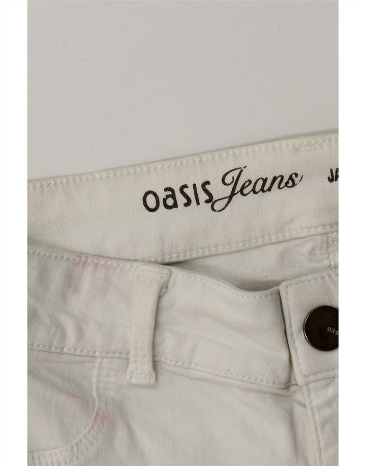 Oasis Pantalones cortos vaqueros para mujer UK 12 Medium W28 Algodón blanco