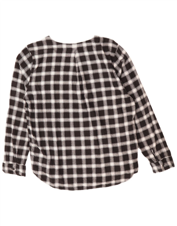 Eddie Bauer Camisa tipo pulóver holgada para mujer Reino Unido 44 Algodón a cuadros negro mediano