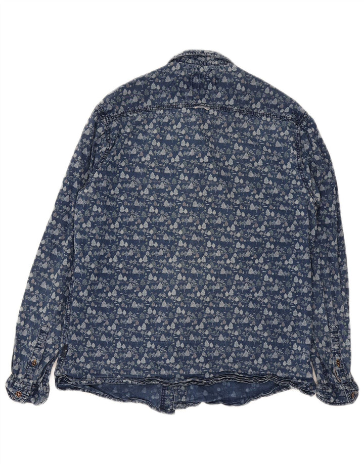 Camisa de corte slim de algodón con estampado floral en azul medio para hombre de White Stuff