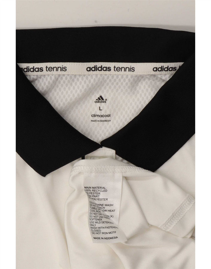 Adidas - Polo de rugby Climacool para mujer, talla 40, poliéster blanco grande