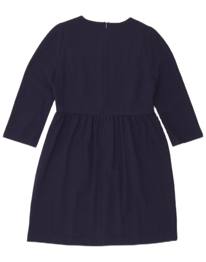 Zara Vestido básico de manga 3/4 para mujer UK 42 Azul marino mediano