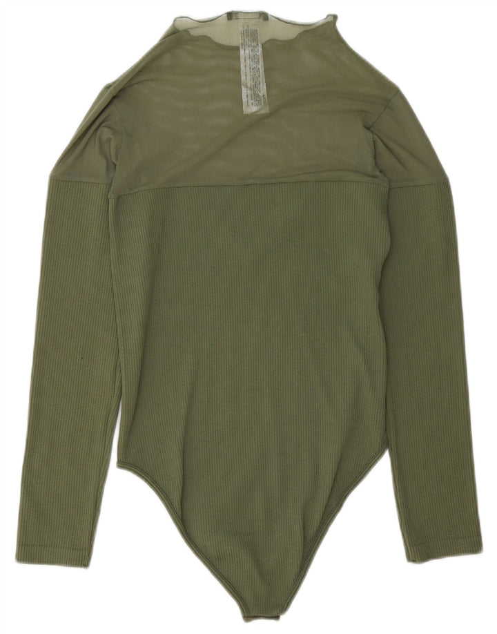 ZARA Body Manga Larga Mujer ES 44 Verde Medio Poliéster