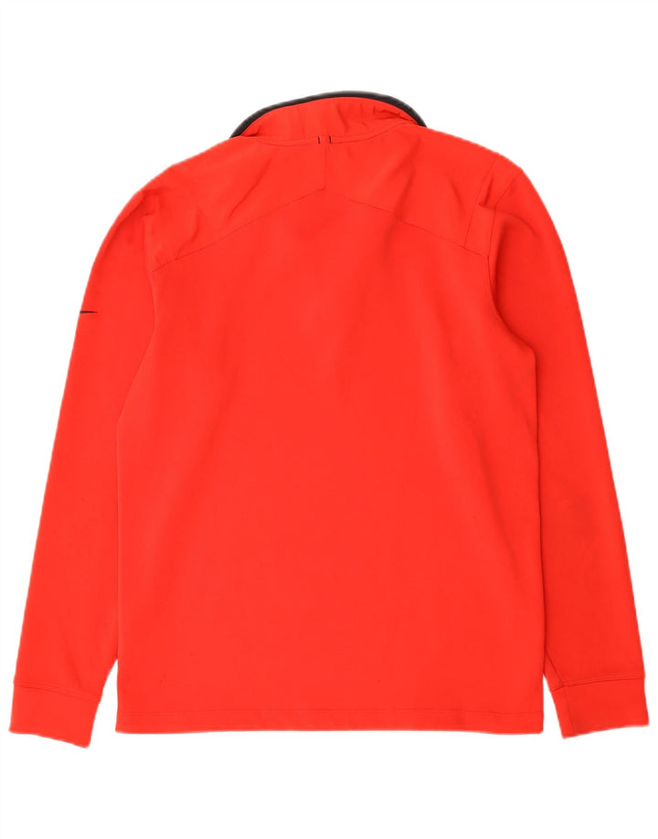 Nike Mens Dri Fit Zip Neck Top Manga Larga Pequeño Poliéster Rojo