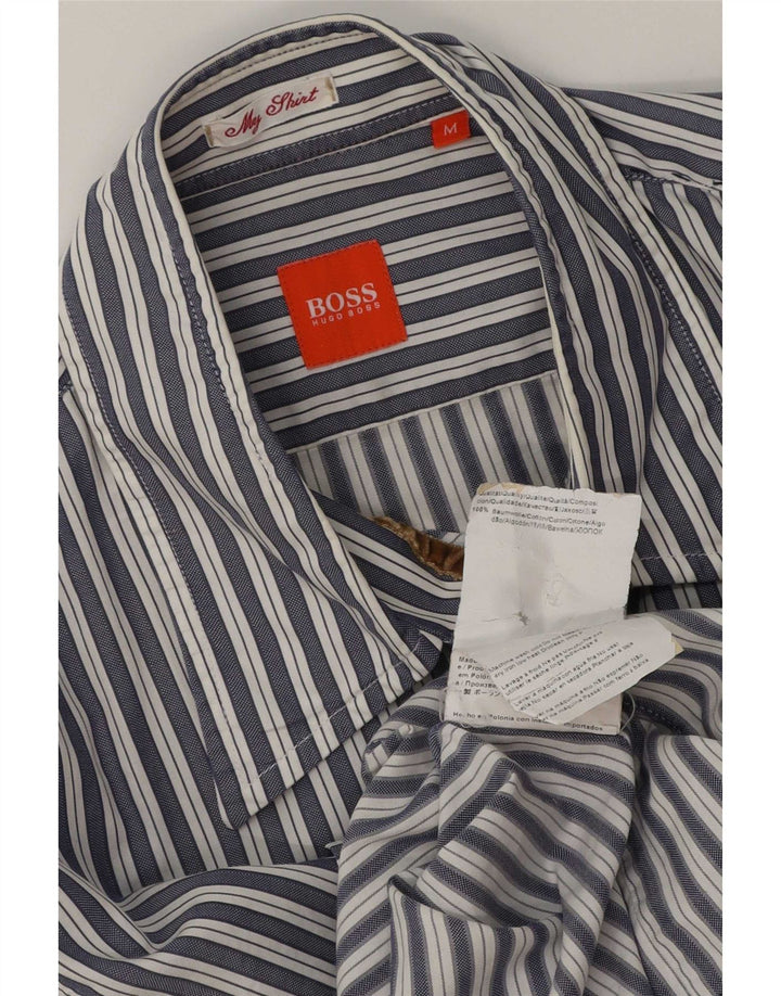 Camisa Hugo Boss Hombre Algodón Rayas Azul Medio