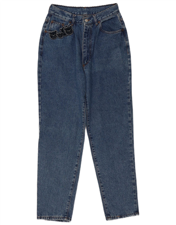 Vintage mujer cónico cintura alta jeans W32 L30 algodón azul