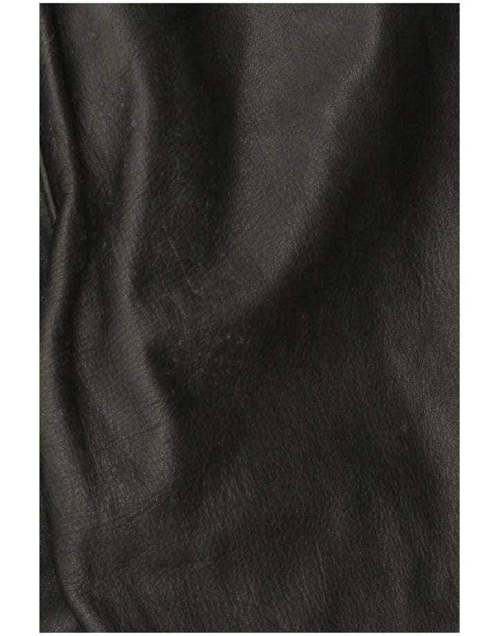 VINTAGE Mono de cuero sin mangas para mujer Reino Unido 12 Cuero negro medio