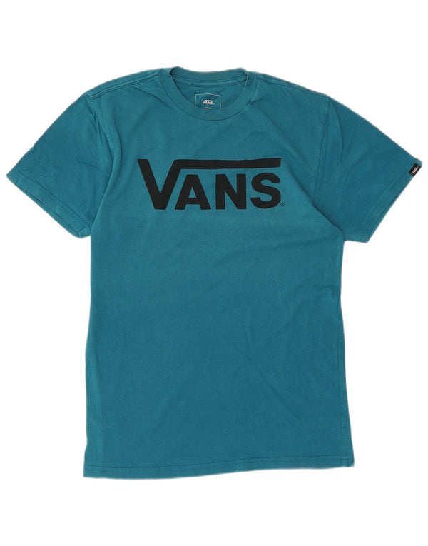 VANS Hombre Classic Fit Graphic Camiseta Top Small Blue Cotton