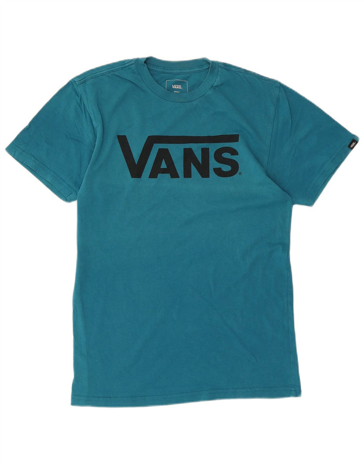 VANS Hombre Classic Fit Graphic Camiseta Top Small Blue Cotton
