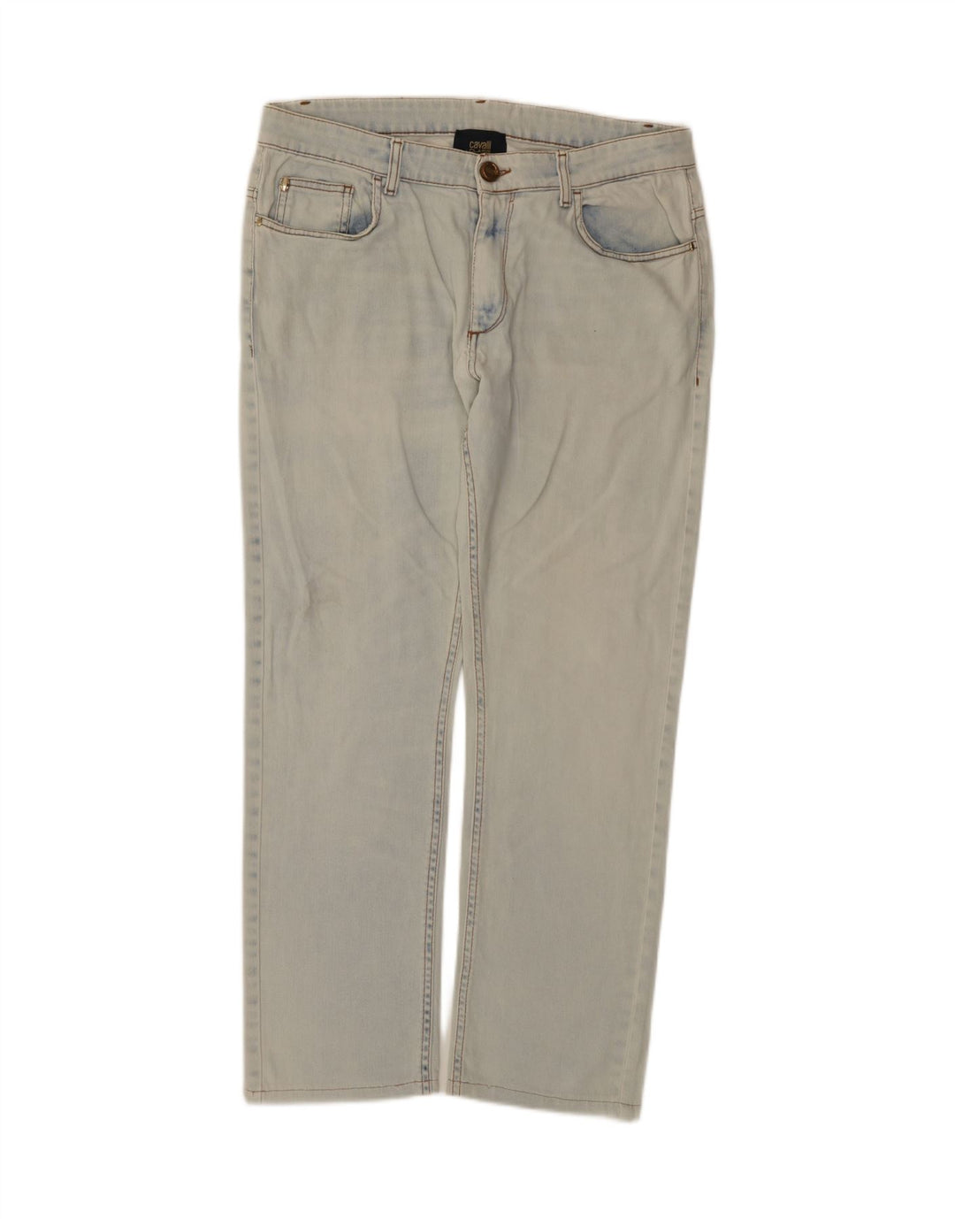 Cavalli Vaqueros rectos para hombre grandes W34 L29 algodón azul