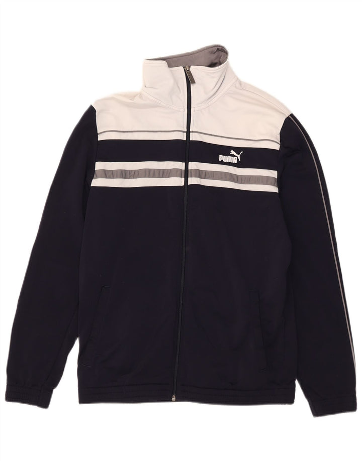 Puma Chaqueta superior de chándal para hombre Poliéster color block azul marino mediano