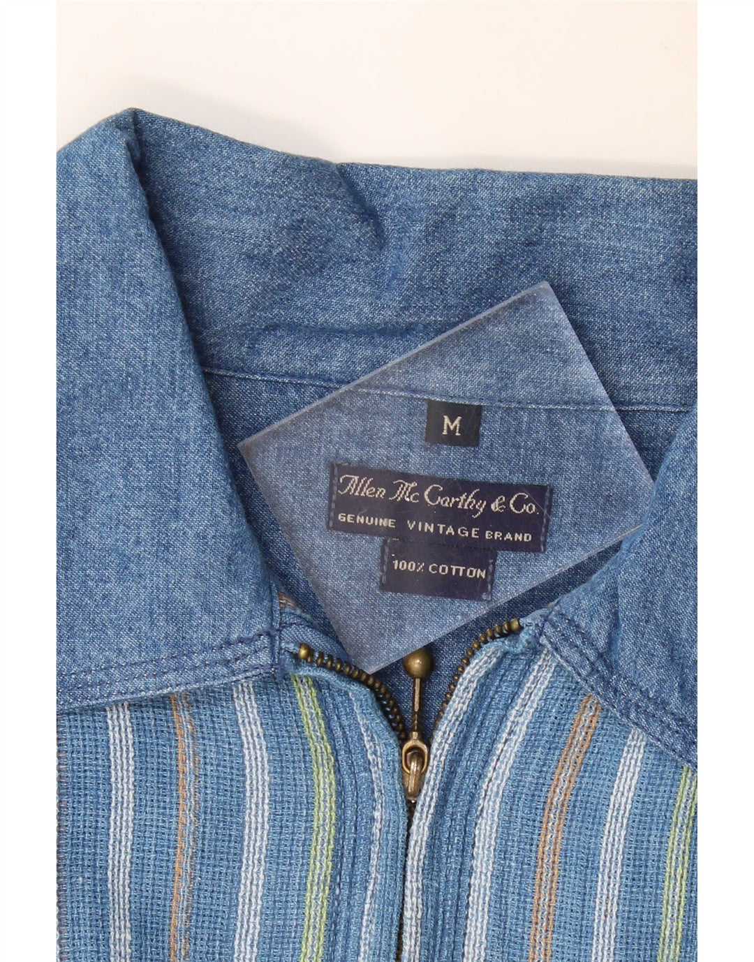 VINTAGE Camisa tipo jersey de manga corta holgada para hombre con rayas azules medianas