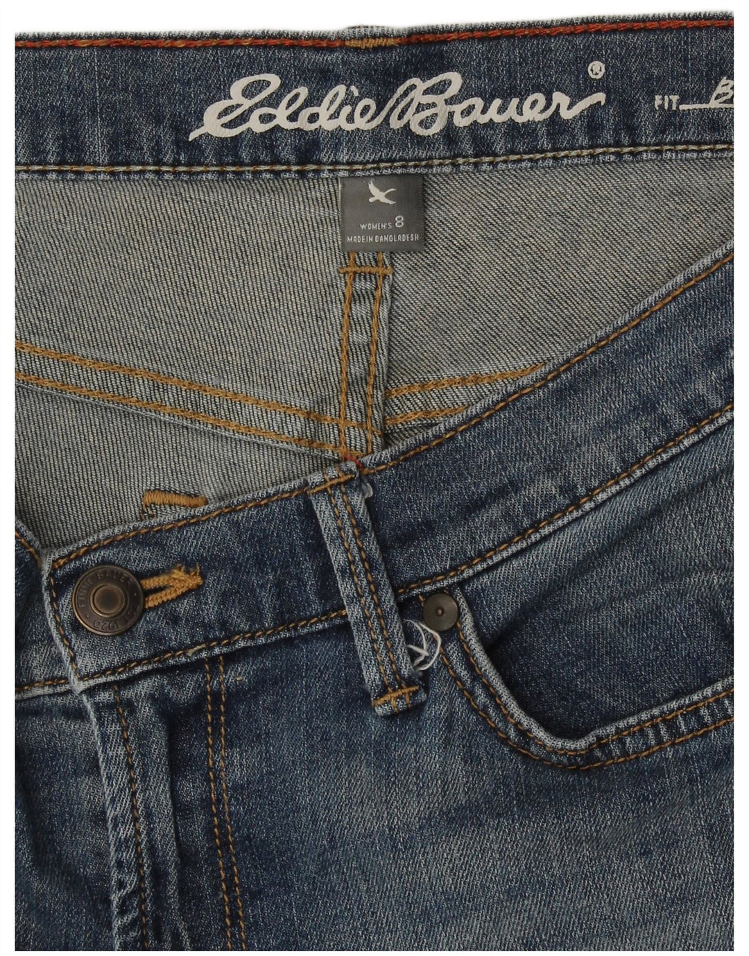 Eddie Bauer Pantalones cortos de mezclilla estilo novio para mujer US 8 Mediano W32 Algodón azul
