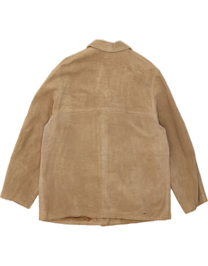 VINTAGE Womens Suede Jacket UK 16 Large Beige Vintage Vintage and Second-Hand Vintage from Messina Hembry 