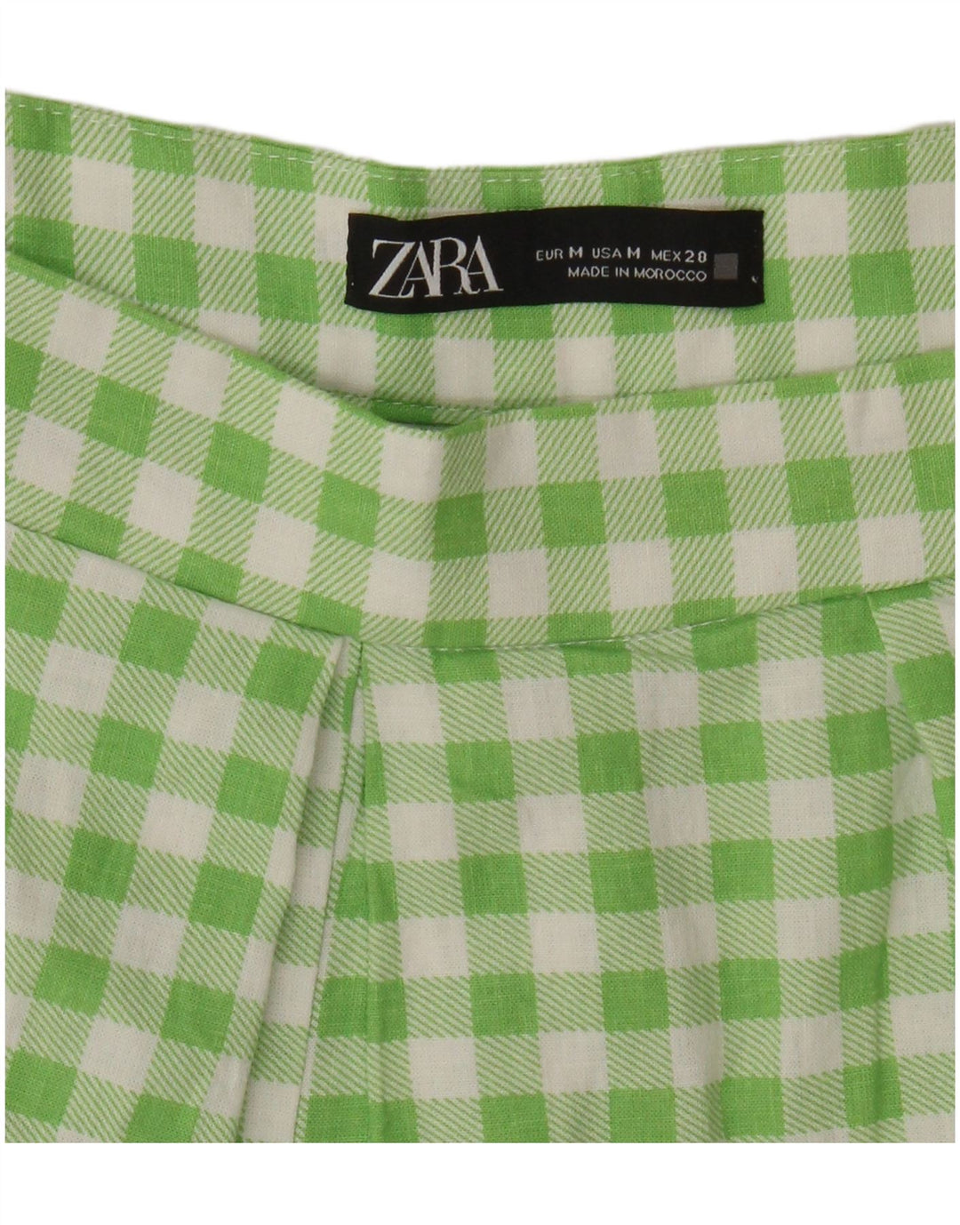 Zara Mujer Pantalones Cortos Casuales Pegged Medium W28 Green Gingham