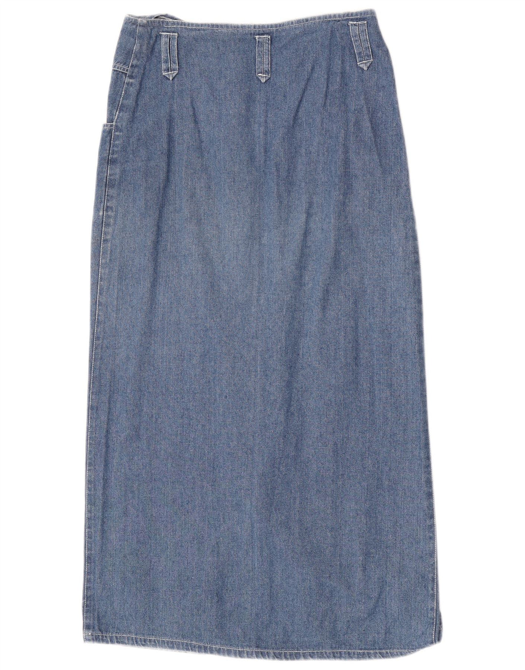 Vintage mujer Midi falda de mezclilla mediana W28 algodón azul