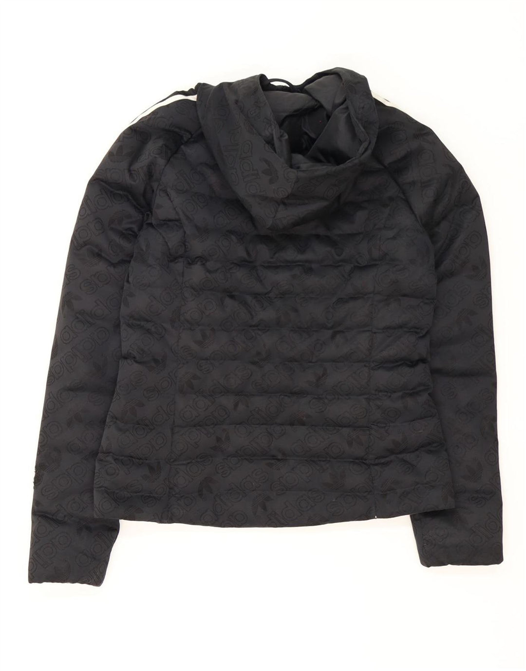 Adidas Chaqueta acolchada con capucha gráfica para mujer UK 8 Small Poliéster negro