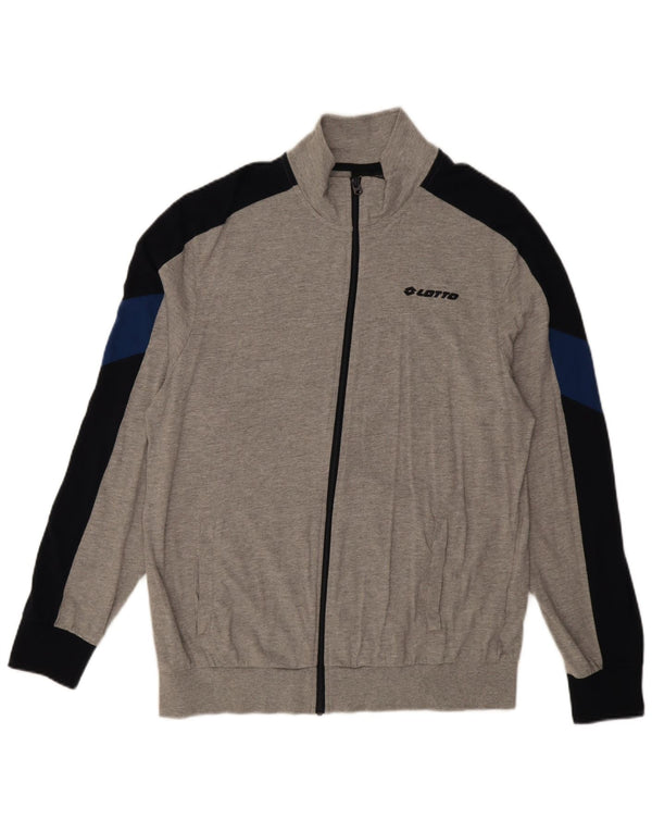 Lotto Hombre Chándal Top Chaqueta XL Gris Colorblock Algodón