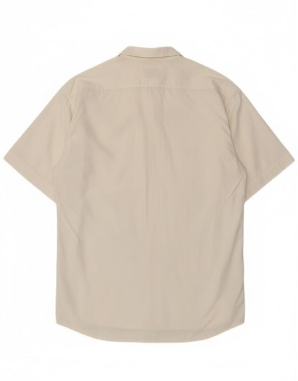 Stefanel Camisa De Manga Corta Para Hombre Algodón Blanco Roto Mediano