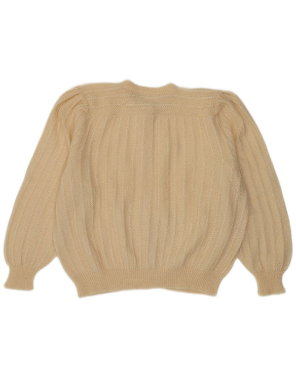 Vintage mujer Cardigan suéter Reino Unido 18 XL Beige