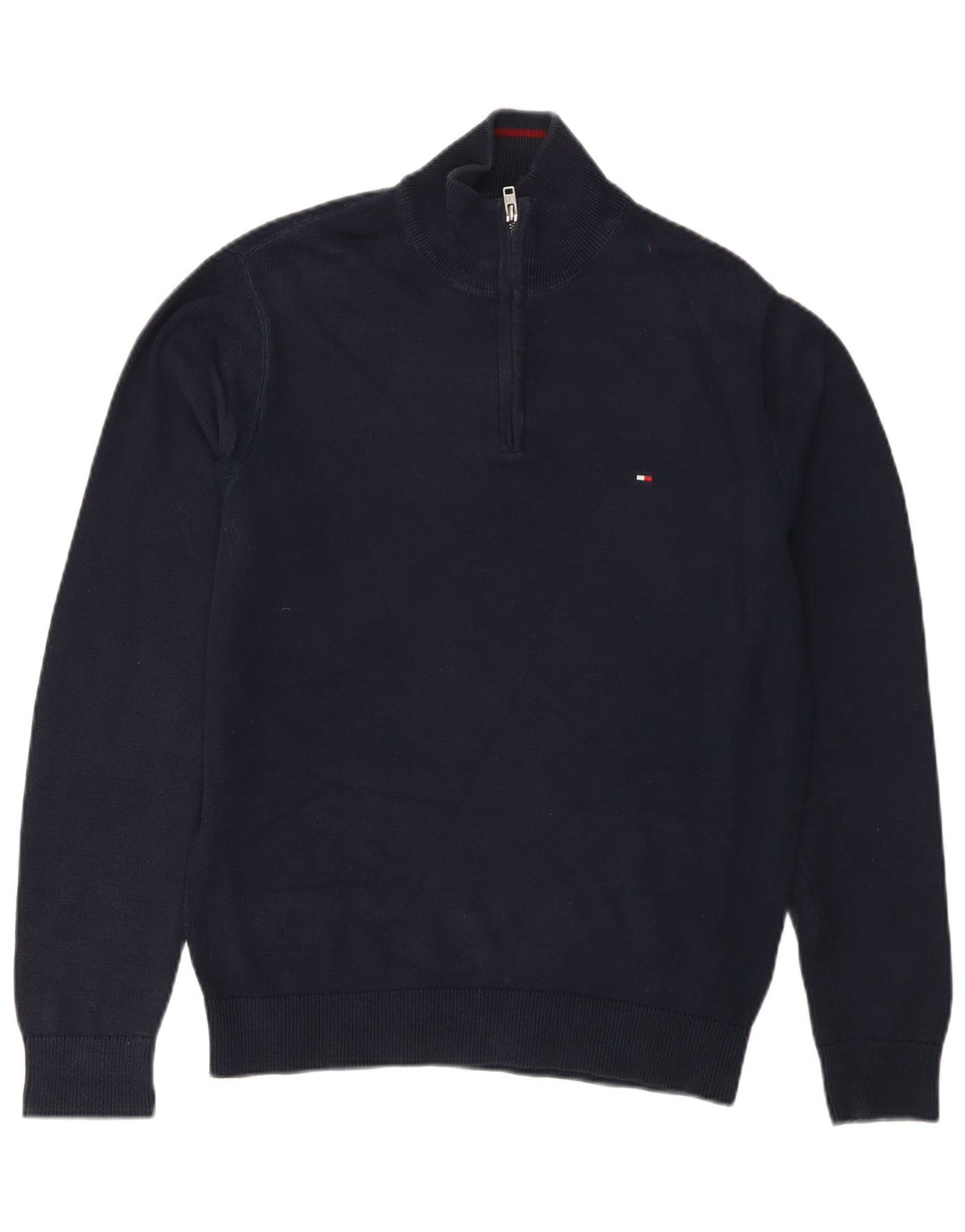 TOMMY HILFIGER Suéter tipo jersey con cuello y cremallera para hombre Algodón azul marino medio
