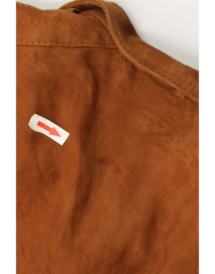 Vintage hombres ante bomber chaqueta Reino Unido 40 cuero beige grande