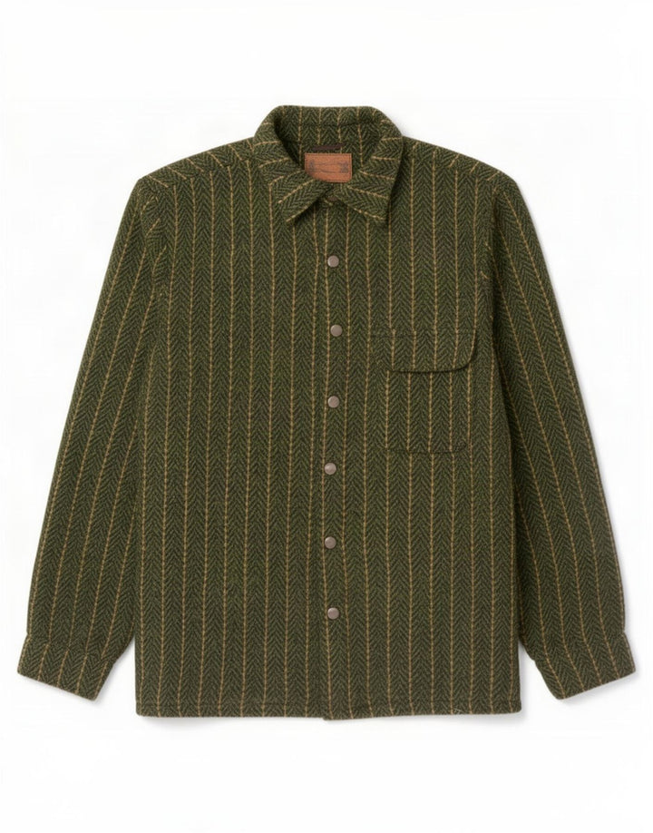 Camisa Sobrecamisa Scout Para Hombre Poliéster A Rayas Verde Medio