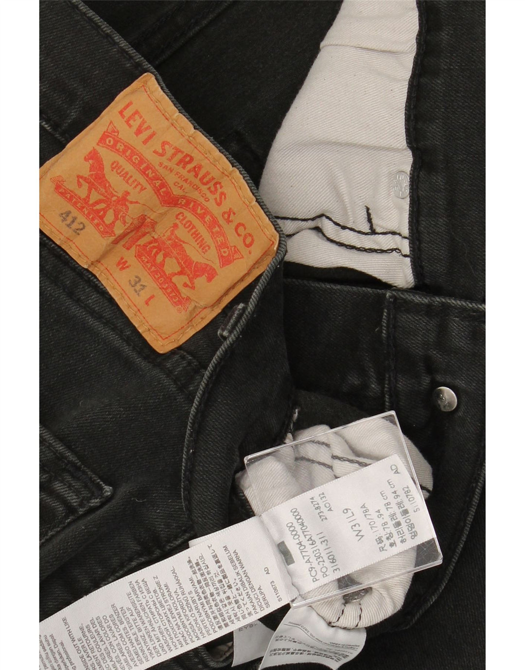 LEVI'S Mens 412 pantalones cortos de mezclilla W31 algodón negro mediano