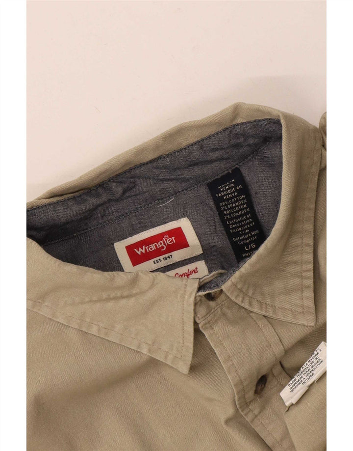 Wrangler Camisa De Manga Corta Regular Fit Para Hombre Algodón Caqui Grande