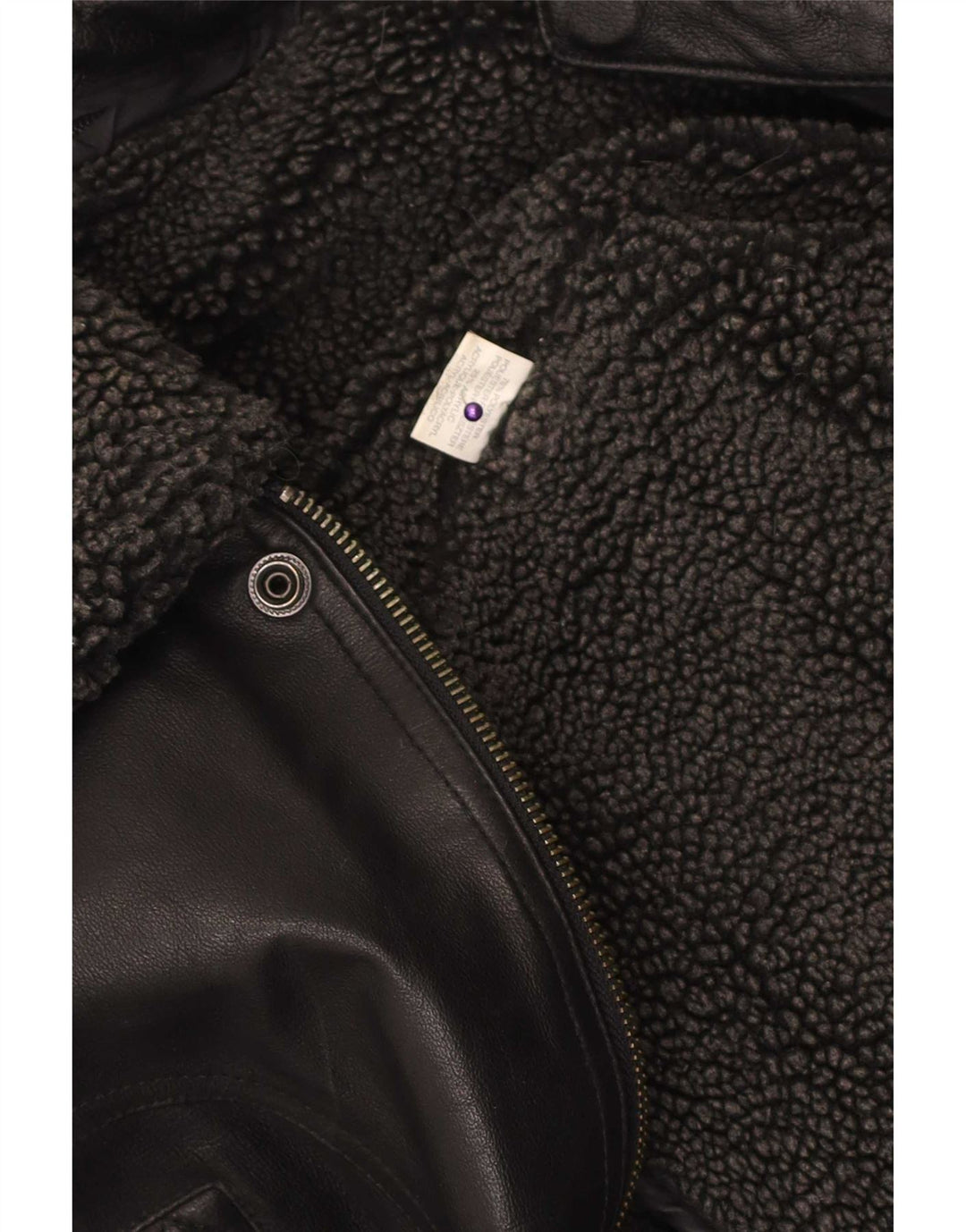Vintage hombres chaqueta bomber de cuero sintético Reino Unido 40 poliéster negro grande