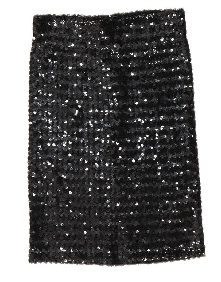 VINTAGE Womens Sequin Straight Skirt W26 Small  Black