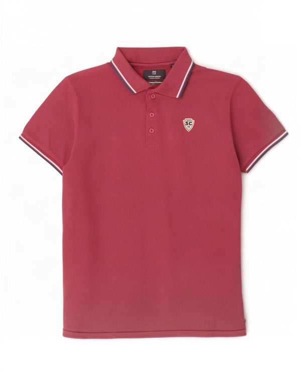 Scotch & Soda Polo para hombre de algodón a rayas rojas grandes