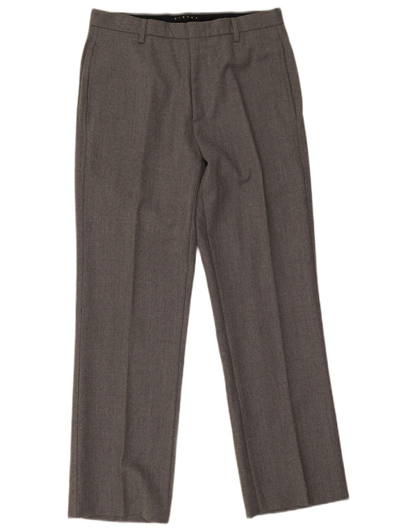 Sisley Pantalones de traje rectos para hombre IT 46 Small W28 L29 Acetato gris