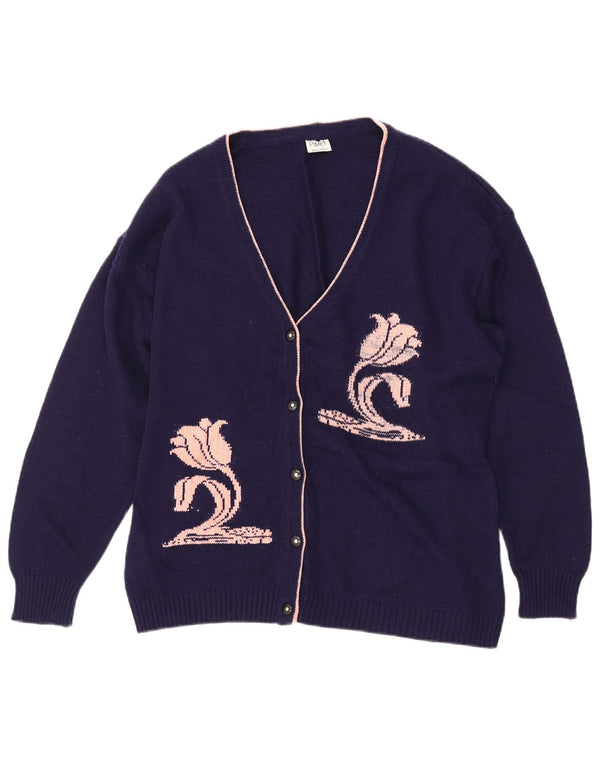 PIMET MAGLIERA Suéter tipo cárdigan gráfico para mujer UK 18 XL Azul marino Floral
