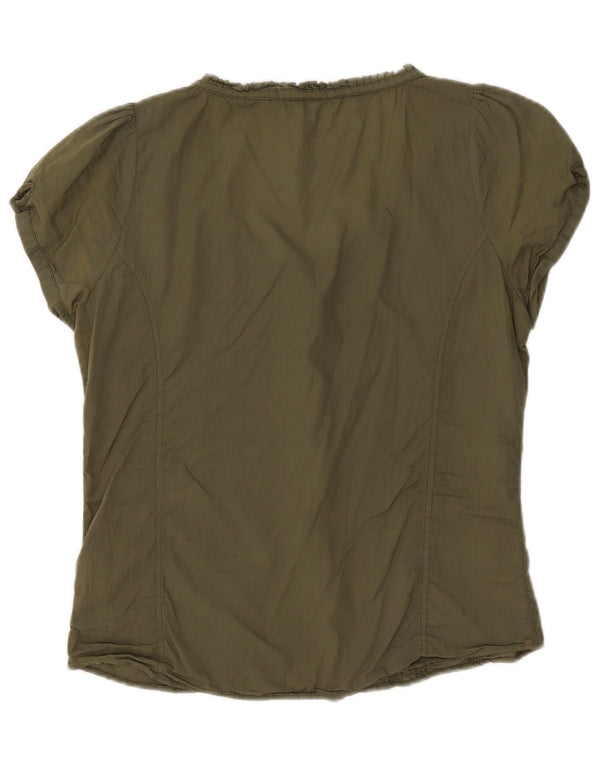 North Sails Blusa de manga corta para mujer UK 44 Algodón caqui mediano