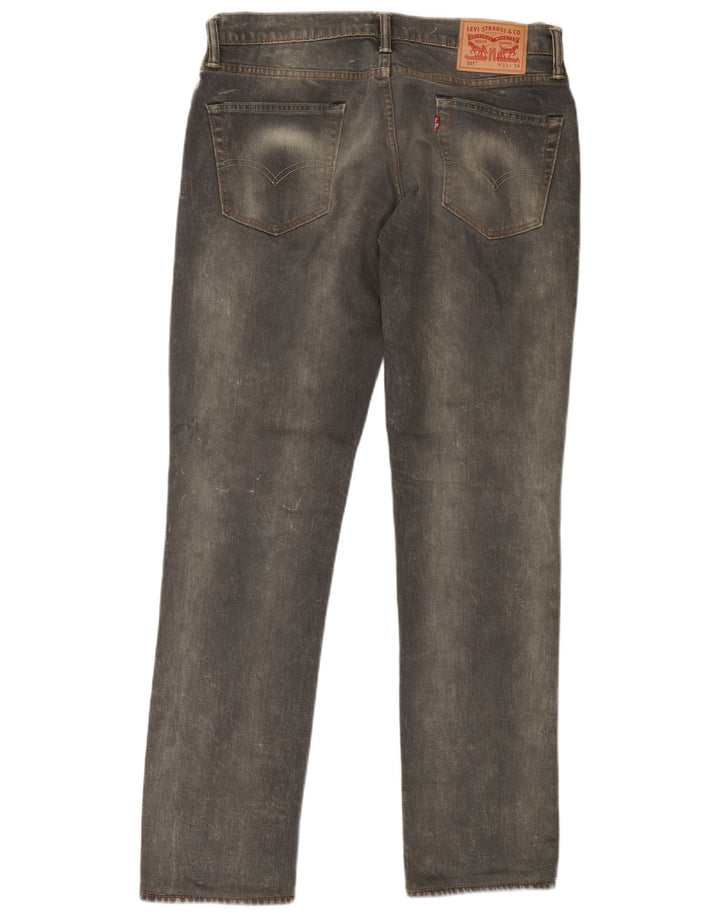 Levi's Hombre 511 Slim Jeans W33 L34 Algodón Gris